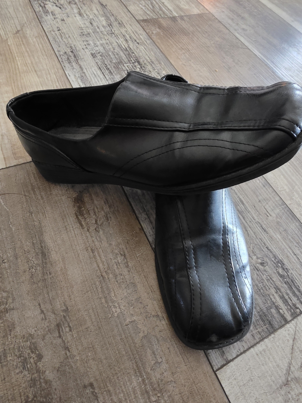 Comfort Plus Black Faux Leather Slip-On Square Toe Dress Loafers US 11 Std